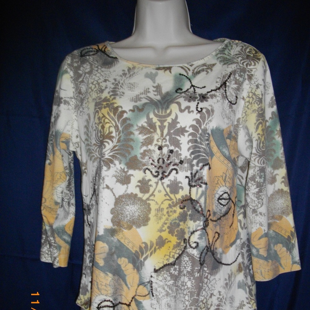 Multicolored Coldwater Creek 3/4 Sleeves S Top